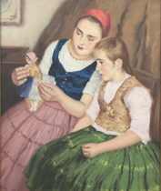 Appraisal: Unknown Artist Hungarian th Century Two girls Oil on canvas