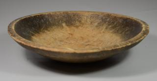 Appraisal: Round Wooden Bowl with pleasing naturally worn surface l x