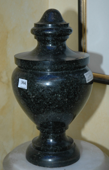 Appraisal: A REGENCY STYLE GRANITE URN Campana with a turned finial