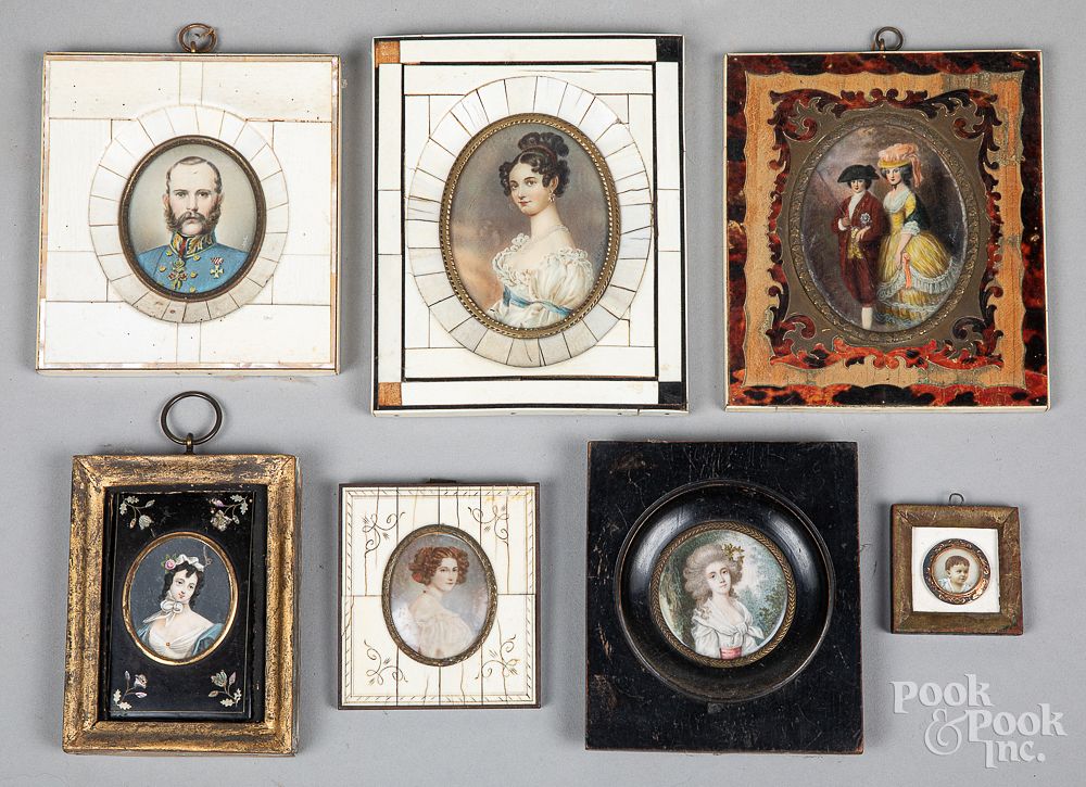 Appraisal: Seven continental miniature watercolor portraits Seven continental miniature watercolor portraits