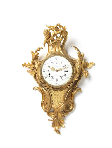 Appraisal: A th century gilt bronze cartel clock the dial signed