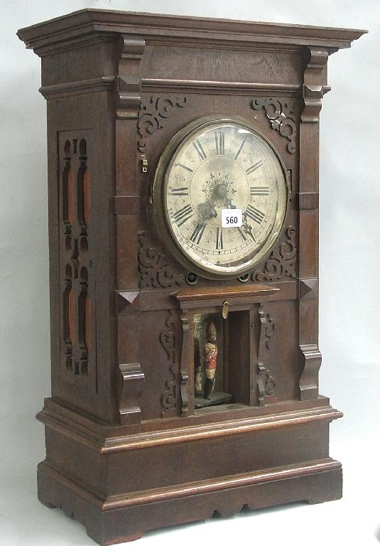 Appraisal: Good mahogany trumpeter two train mantel clock the silvered dial