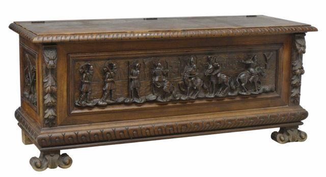 Appraisal: Italian Renaissance Revival figural carved storage chest early th c