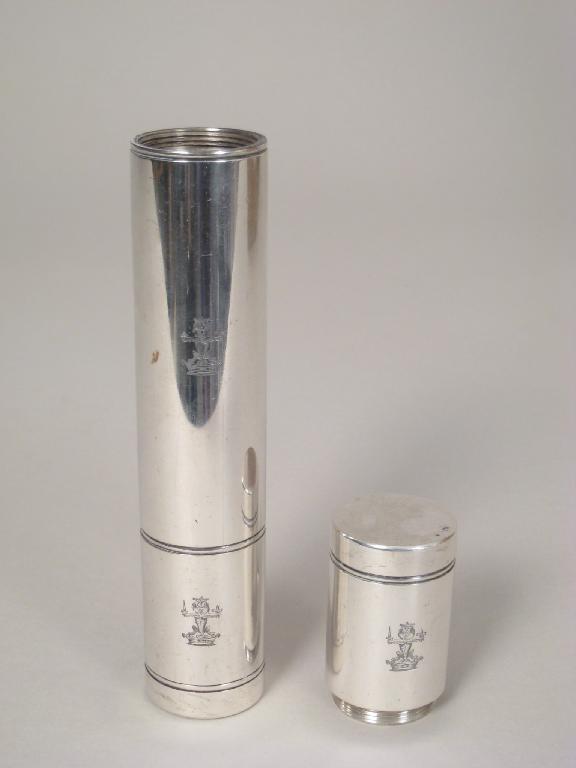 Appraisal: A William IV cylindrical three part Condiment Set engraved with