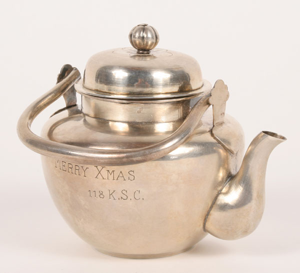 Appraisal: Chinese silver teapot with squash finial and floral engraving late