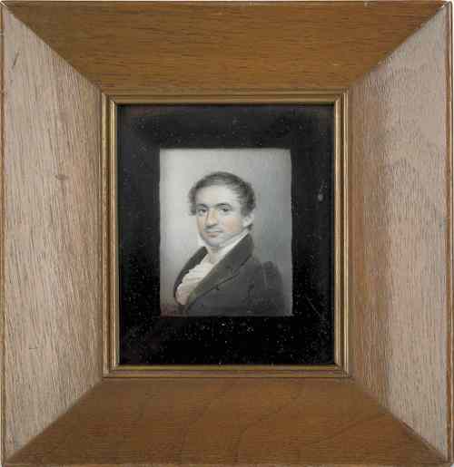 Appraisal: Miniature watercolor on ivory portrait of a gentleman ca x