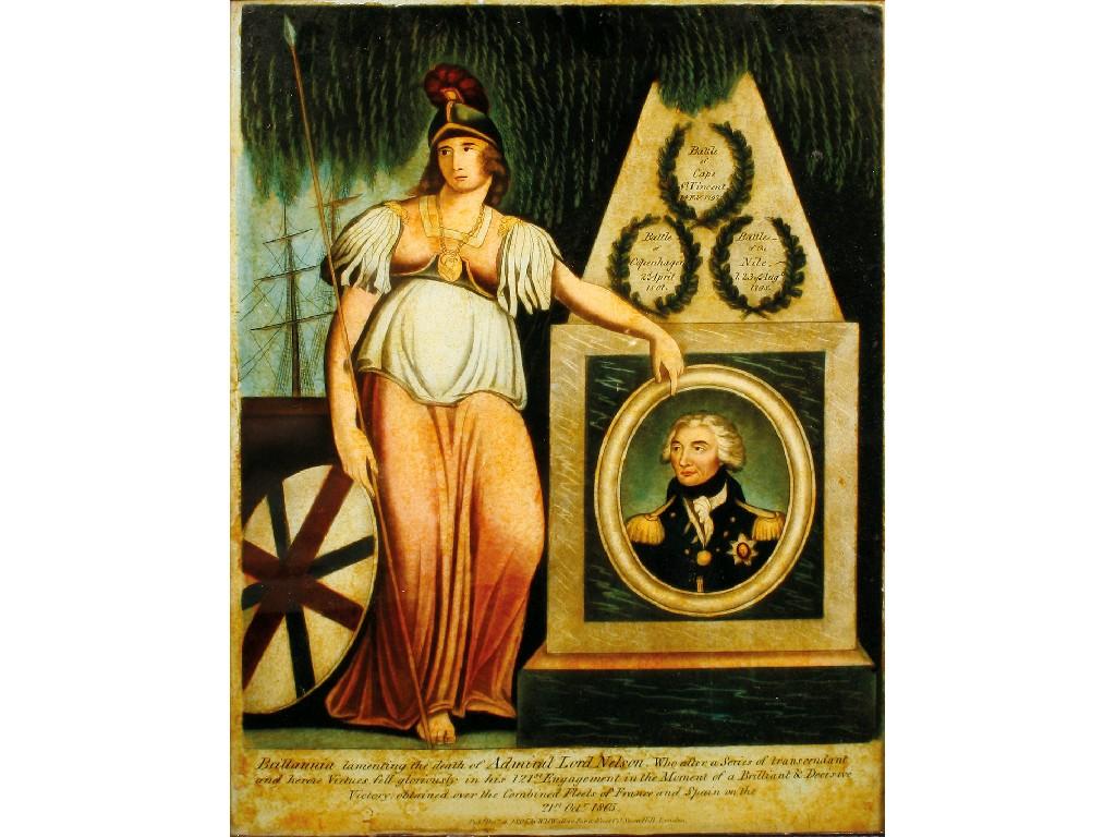 Appraisal: ADMIRAL LORD NELSON A regency print on glass Brittannia Lamenting