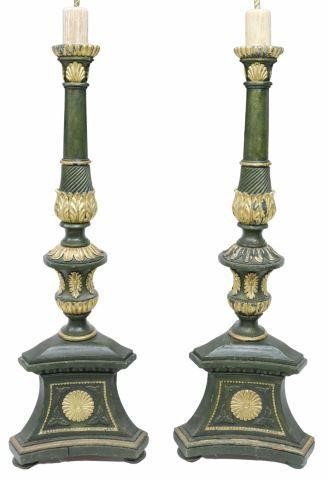 Appraisal: pair Monumental Italian torcheres now fashioned as two-light floor lamps