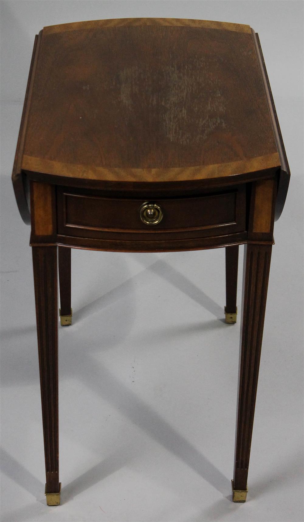 Appraisal: BAKER BANDED MAHOGANY DROP LEAF SIDE TABLE having a banded