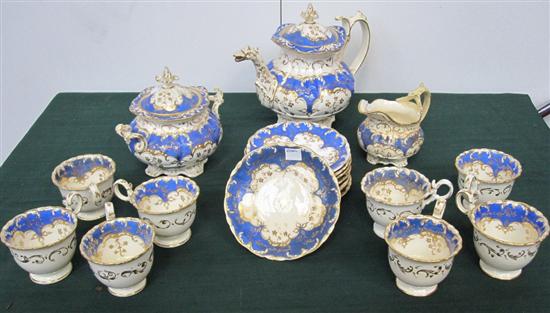 Appraisal: SECOND QUARTER TH CENTURY ENGLISH TEA SERVICE Staffordshire porcelain blue