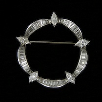 Appraisal: Ladies' Platinum and Diamond Circular Brooch Ladies' platinum circular brooch