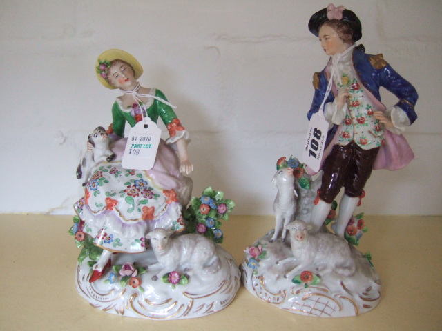 Appraisal: A pair of Sitzendorf porcelain figures modelled as gallant and