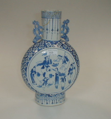 Appraisal: A thC Chinese blue and white moon flask with various