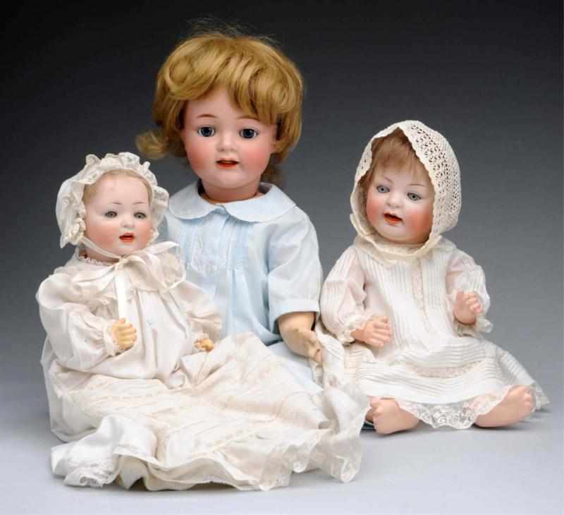 Appraisal: Lot of Bisque Character Dolls All have bisque heads glass