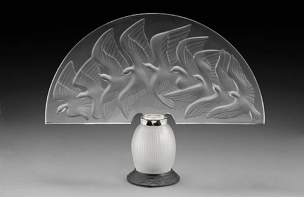 Appraisal: A Cristal Lalique molded and frosted glass lumi re Unsigned