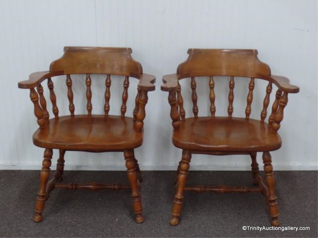 Appraisal: Vintage Ethan Allen Maple Captains Dining Chairs This is for