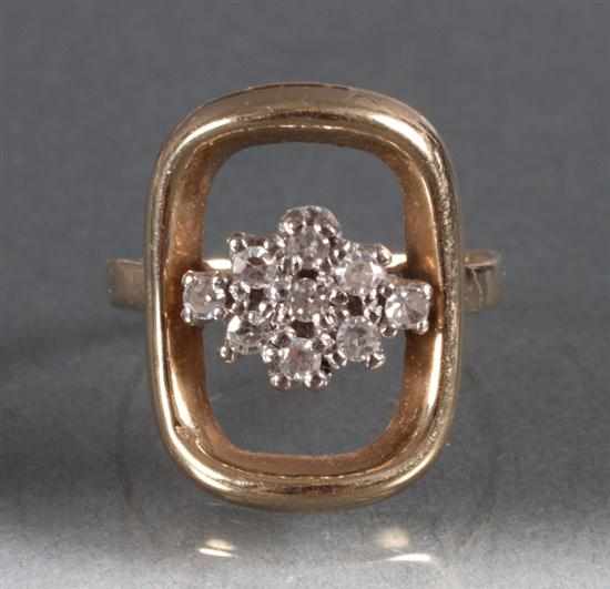 Appraisal: Diamond and gold open rectangle-form ring mounted in unmarked yellow