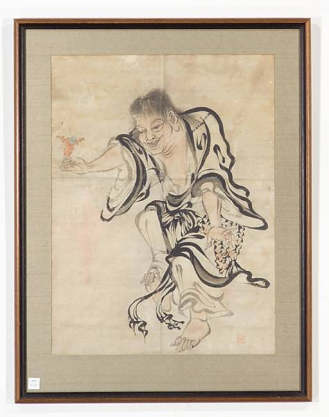 Appraisal: Artist unknown Edo Period Gama sennin Unmounted sketch ink and