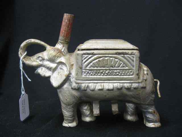 Appraisal: Cast Iron Figural Elephant Cigarette Dispenserwith lighter mechanical deco era