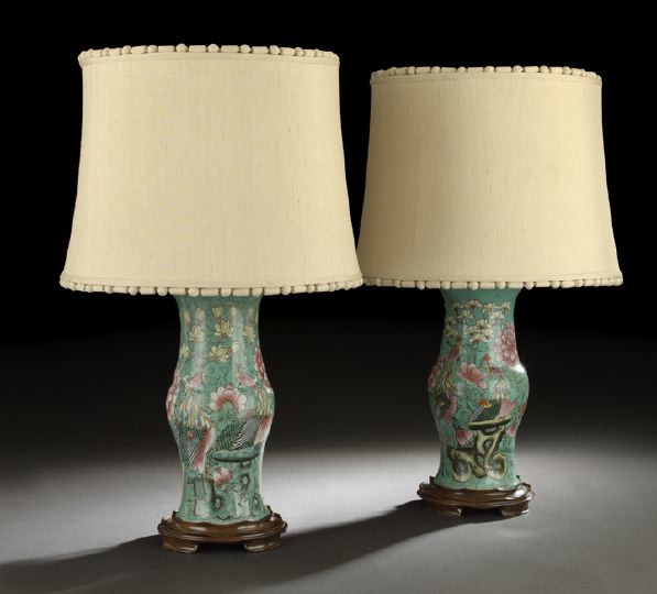 Appraisal: Pair of Chinese Porcelain Yen-Yen Vases th century now mounted