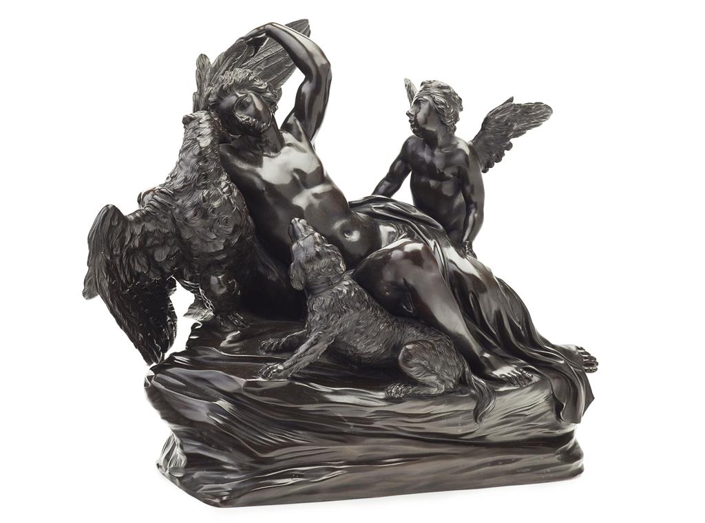 Appraisal: MASSIMILIANO SOLDANI-BENZI - GANYMEDE AND THE EAGLE bronze dark brown