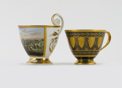 Appraisal: Two Berlin cabinet cups the larger painted with a titled