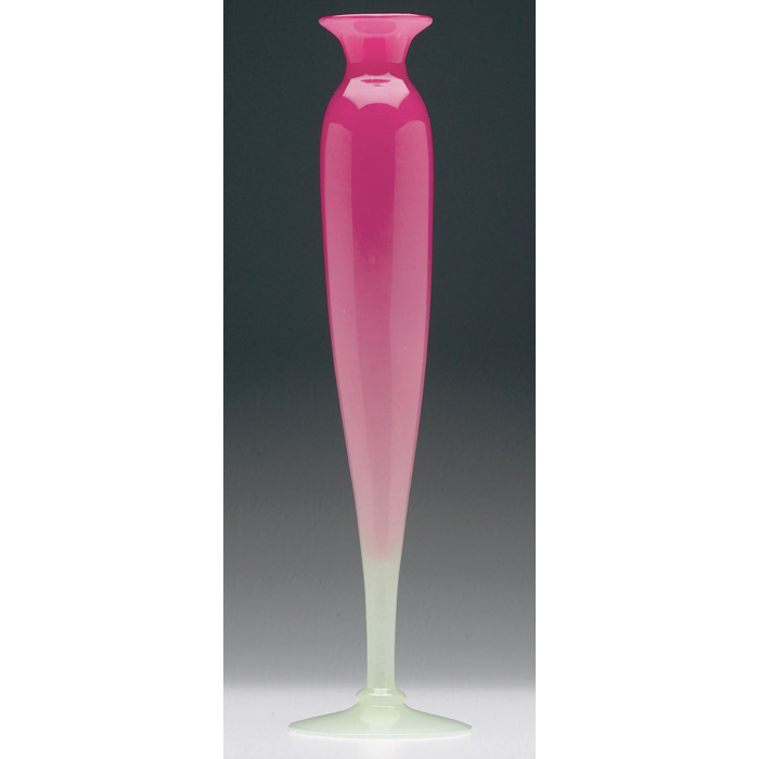 Appraisal: Steuben vase tapered form in Rosaline glass unmarked w x