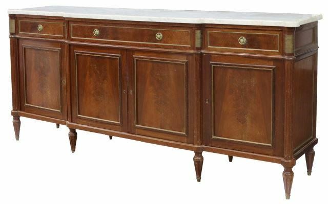 Appraisal: French Louis XVI style marble-top breakfront sideboard J Dehail th