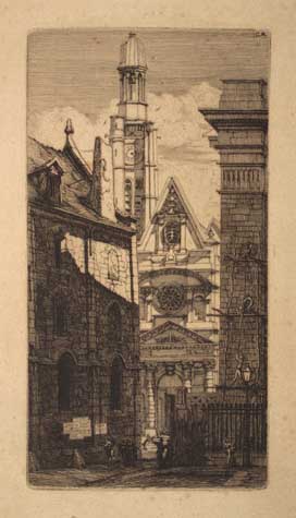 Appraisal: CHARLES MERYON Saint-Etienne-du-Mont Etching printed in dark brownish black on