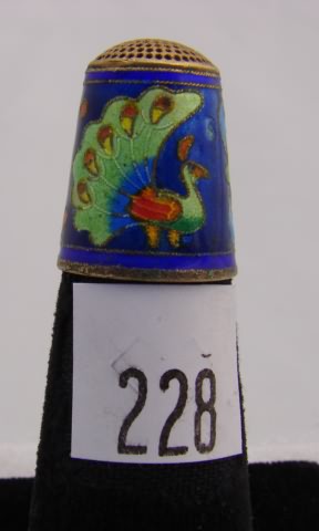 Appraisal: Enamel thimble with peacock design