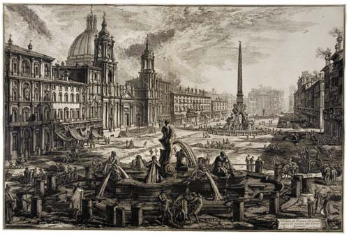 Appraisal: GIOVANNI B PIRANESI Veduta di Piazza Navona Etching x mm