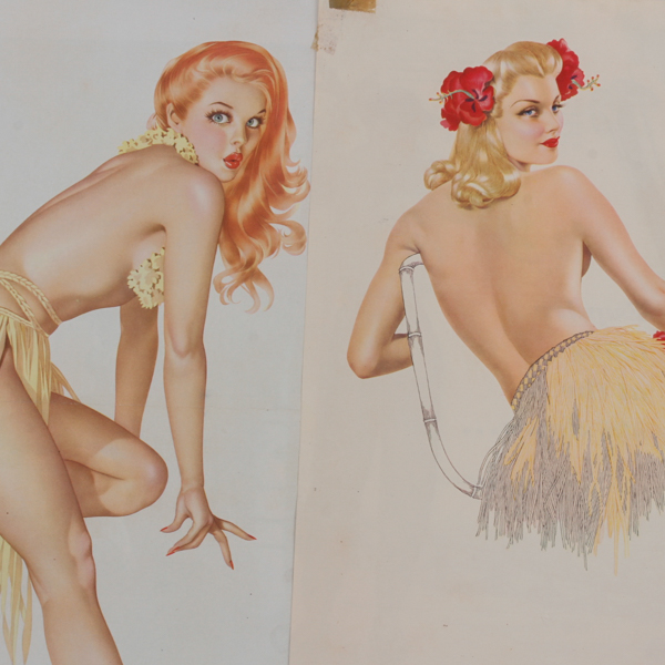 Appraisal: Pair of vintage Alberto Vargas s Esquire centerfold pin-ups with