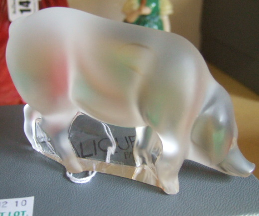 Appraisal: A modern Lalique clear and frosted glass pig etched mark