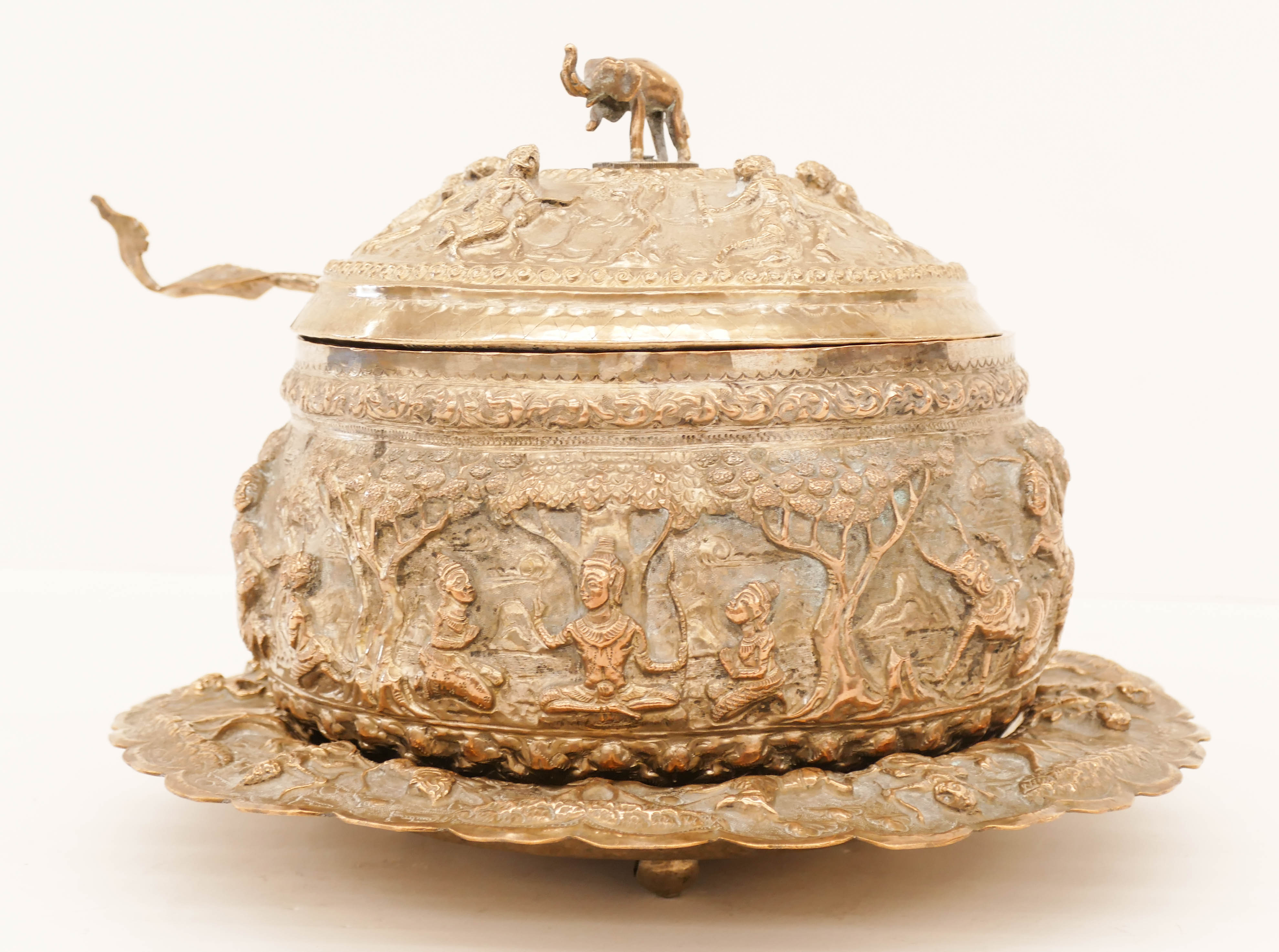 Appraisal: Burmese Repousse Silver Plated Server and Under Tray ''x ''