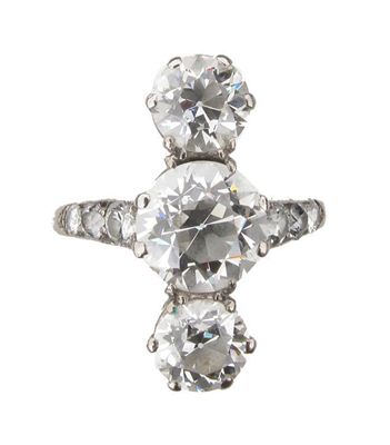 Appraisal: A diamond three stone ring Set with three graduated circular