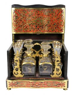 Appraisal: Napoleon III boulle marquetry decorated tantalus Napoleon III boulle marquetry