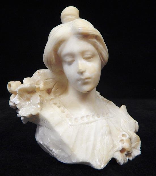 Appraisal: Carved stone bust small Victorian style woman with upswept bun