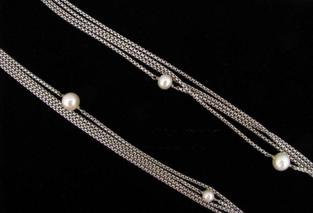 Appraisal: David Yurman Sterling Silver Multi-Strand Pearl Necklace inches overall length