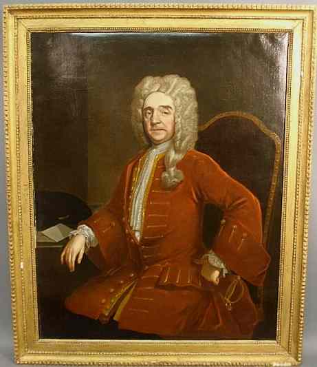 Appraisal: Large th c oil on canvas portrait of an English