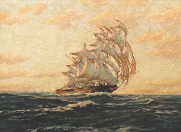 Appraisal: George H Wheatley American th Century x Clipper Ship at