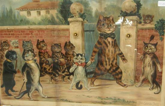 Appraisal: Pair of Louis Wain Prints 'The Good Puss' and 'The