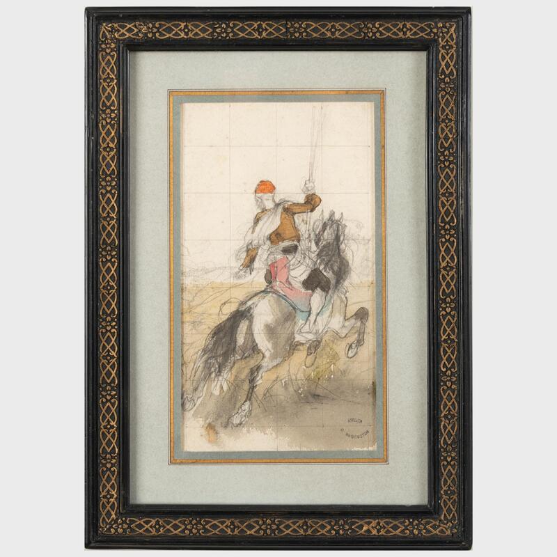 Appraisal: Georges Washington - Warrior on Horseback Watercolor and pencil on