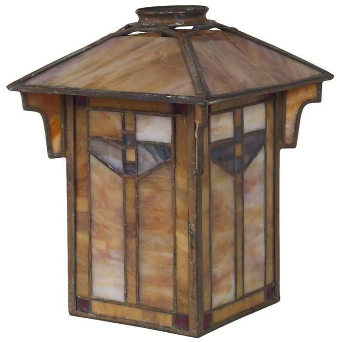 Appraisal: Arts and Crafts lantern four-sided form with a Prairie design