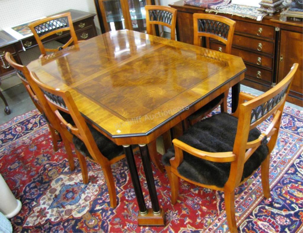 Appraisal: A transitional-style dining room set by Century with chairs including