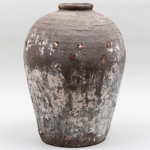 Appraisal: RUSTIC CAST STONE JAR x in diam Provenance Tyler Galleries