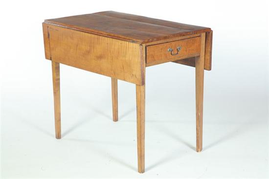 Appraisal: HEPPLEWHITE PEMBROKE TABLE American th century curly maple Square tapered