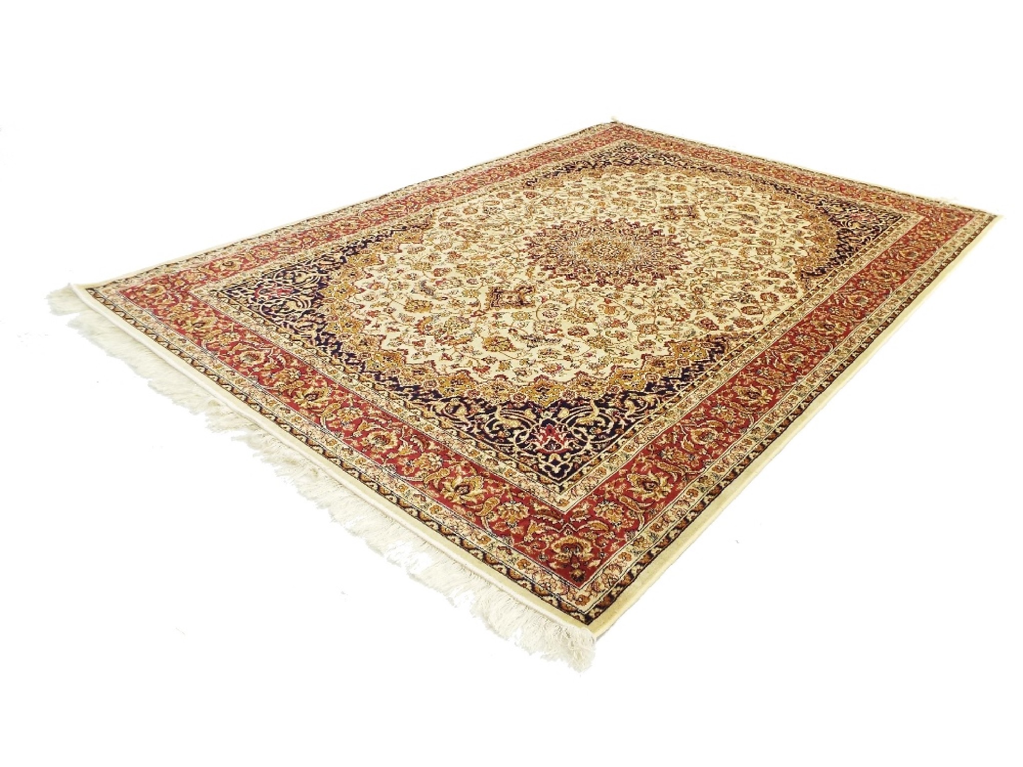 Appraisal: Keshan rug with foliate motifs on a beige ground x