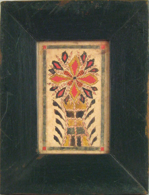 Appraisal: Southeastern Pennsylvania watercolor bookplate early th c depicting a stylized