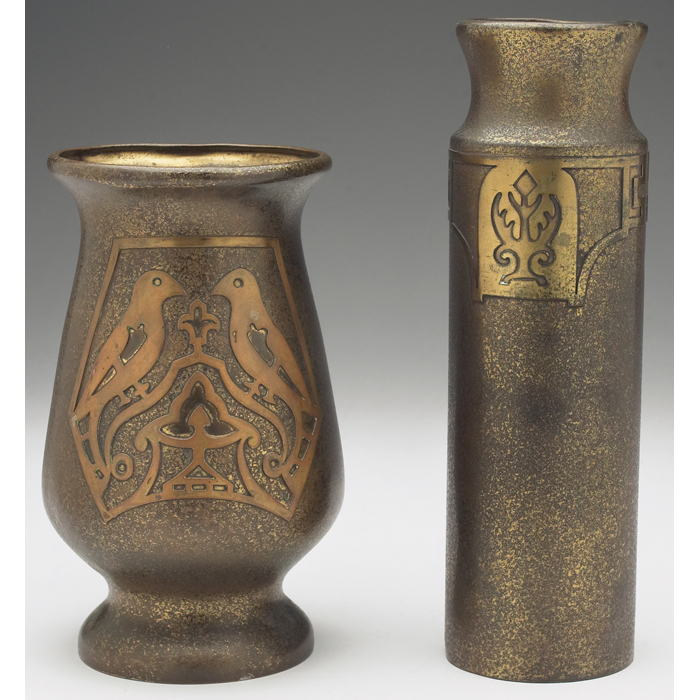 Appraisal: Silvercrest vases two decorated bronze both with applied designs original