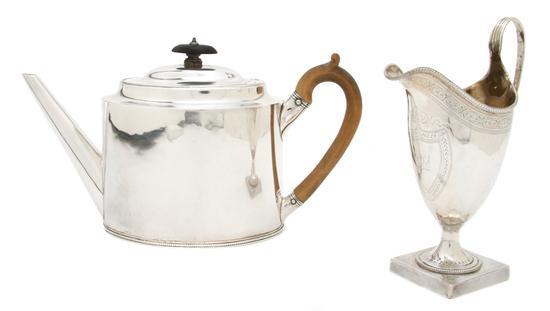 Appraisal: Two English Silver Articles Hester Bateman the first a teapot